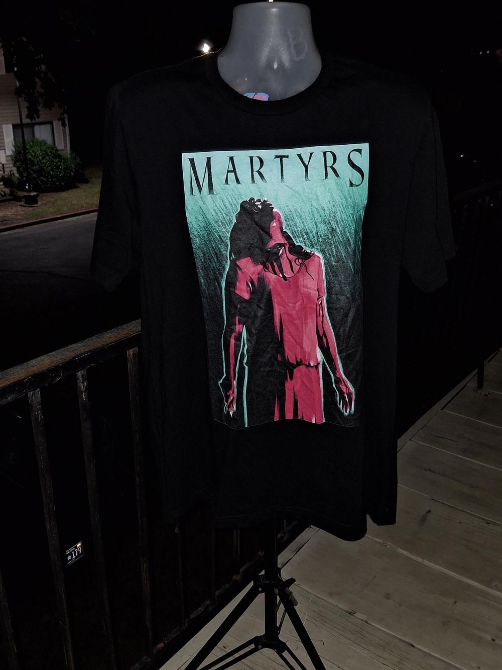 Bella Canvas Black Tee with Teal and Pink Martyrs Graphic